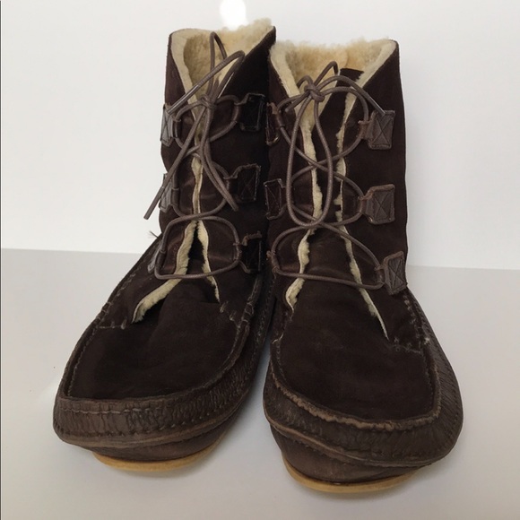 J. Crew Suede Leather Moccasin Boots sz 8 - Picture 4 of 6